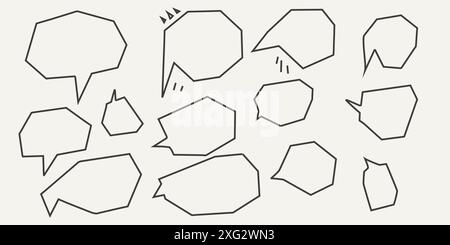 Set of hand-drawn speech bubbles.  Vector chat speech or dialogue. Stock Vector