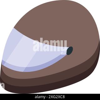 Brown motorcycle helmet with closed visor protecting the head of a rider Stock Vector