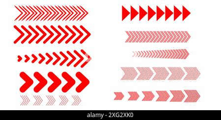 Set for red  line signs direction, arrows.  Vector illustration Stock Vector