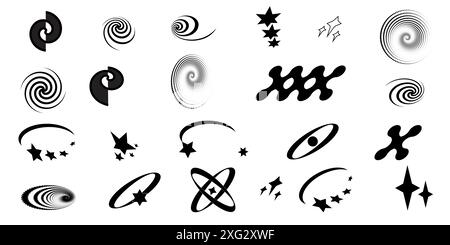 Y2k elements isolated in black color Stock Vector