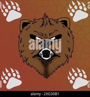 Illustration of a grizzly bear roaring with anger. Stock Vector