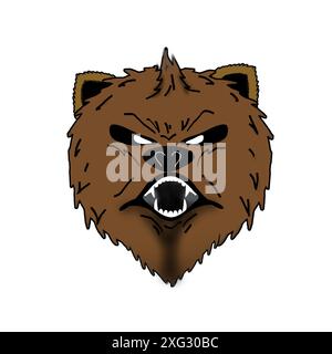 Illustration of a grizzly bear roaring with anger. Stock Vector