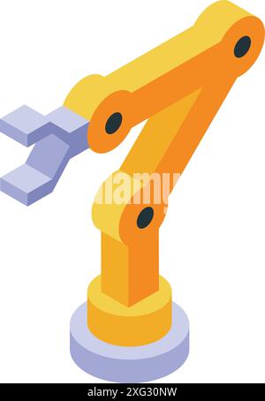 Yellow robotic arm holding something with three fingers, automation and industry concept Stock Vector