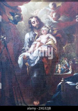 Miguel Jacinto Meléndez 1679-1734. Oil, Saint Joseph with the Child. Museum of Fine Arts of Asturias. Oviedo Stock Photo