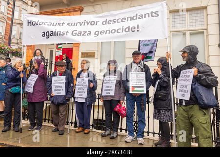 London, UK. 06 JUL, 2024. Holocaust survivors at the National March for Palestine organised by the Palestine Solidarity Campaign, this was the first march since the UK general election. Credit Milo Chandler/Alamy Live News Stock Photo