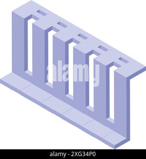 Modern style concrete fence with gaps, providing a sleek and contemporary look for outdoor spaces Stock Vector