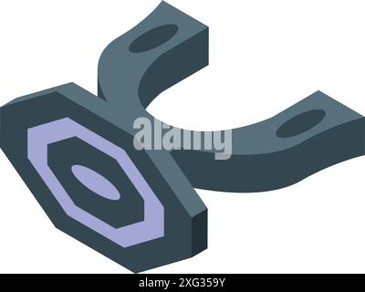 Slingshot weapon shooting stone icon in isometric view for any design project Stock Vector
