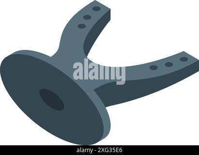 Blacksmith anvil with horseshoe base holding iron for forging in isometric view Stock Vector
