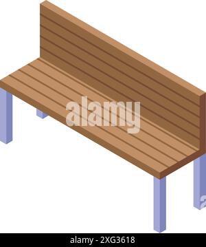 This wooden bench with backrest is perfect for illustrating concepts of relaxation, waiting or outdoor furniture Stock Vector