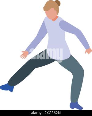 Young woman doing stretching exercises before starting to work at office Stock Vector