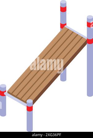 Isometric wooden bench for abdominal exercises on a white background Stock Vector