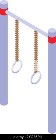 Illustration of street workout park gymnastic rings and horizontal bar isometric icon Stock Vector
