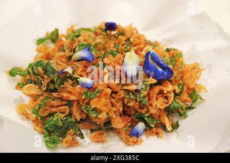 Delectable Thai Style Deep Fried Crispy Shrimp Fritters Stock Photo