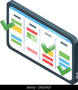 Project management with scrum methodology using a digital board with tasks in a list and check marks Stock Vector