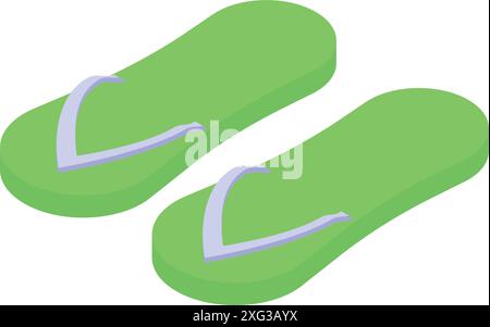Pair of green flip flops is laying on a surface, waiting to be worn at the beach Stock Vector