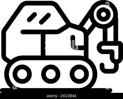 Excavator digging on a construction site, using its tracked chassis and powerful hydraulic arm for excavation work Stock Vector