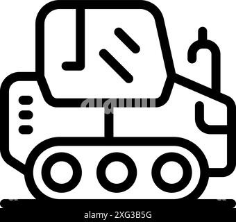 Snowcat with caterpillar wheels smoothing a snowy surface, preparing it for winter sports Stock Vector