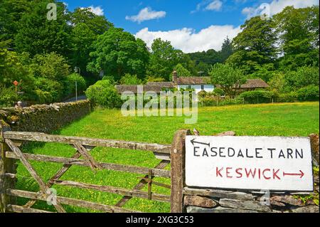 White farm building Grasmere village in the Lake District National Park Stock Photo