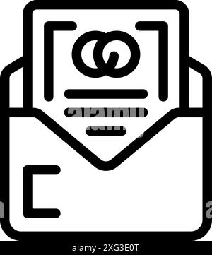 This icon depicts a wedding invitation being sent in the mail Stock Vector