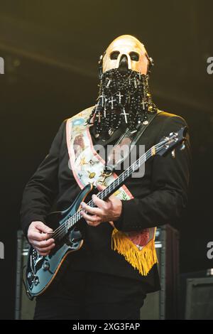 DENMARK COPENAGHEN, COPENHELL FESTIVAL  JUNE 19TH: Wes Borland. Guitarist of the American nu metal band Limp Bizkit, performing live on stage at the Copenhell Festival 2024 Stock Photo