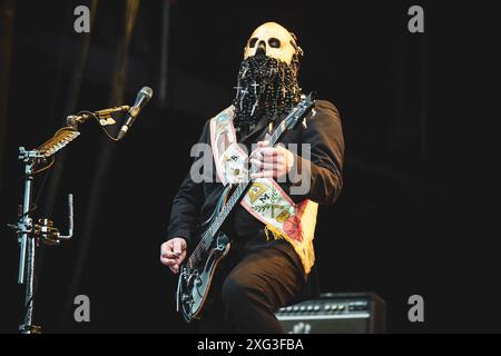 DENMARK COPENAGHEN, COPENHELL FESTIVAL  JUNE 19TH: Wes Borland. Guitarist of the American nu metal band Limp Bizkit, performing live on stage at the Copenhell Festival 2024 Stock Photo