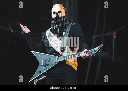 DENMARK COPENAGHEN, COPENHELL FESTIVAL  JUNE 19TH: Wes Borland. Guitarist of the American nu metal band Limp Bizkit, performing live on stage at the Copenhell Festival 2024 Stock Photo