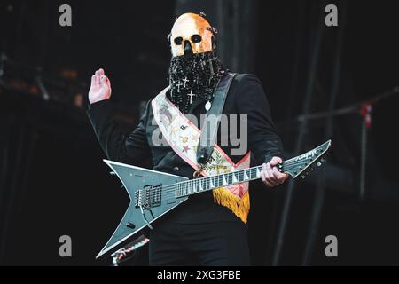 DENMARK COPENAGHEN, COPENHELL FESTIVAL  JUNE 19TH: Wes Borland. Guitarist of the American nu metal band Limp Bizkit, performing live on stage at the Copenhell Festival 2024 Stock Photo