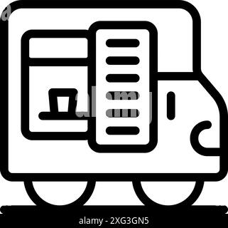 Food truck serving customers icon, street food concept Stock Vector