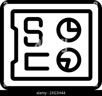 Simple, thick line vector icon representing a business dashboard showing key performance indicators Stock Vector