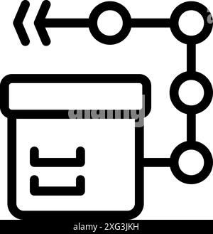 Bold line icon of a database transferring data through connected circles Stock Vector
