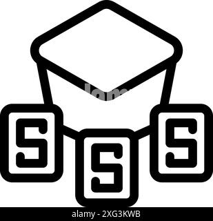 Icon of a blockchain network connecting multiple devices, potentially representing a secure and decentralized system Stock Vector