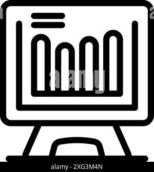 Desktop computer displaying a bar chart representing growing data analysis Stock Vector
