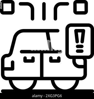 Parking sensor beeping, showing a car parking and a proximity alert on the sensor display Stock Vector