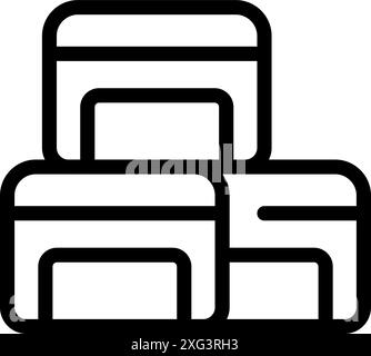 Icon of three credit cards stacked together representing online banking and financial technology Stock Vector