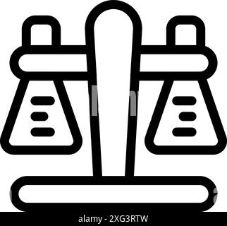 Balance scale comparing two erlenmeyer flasks, symbolizing scientific research and analysis Stock Vector