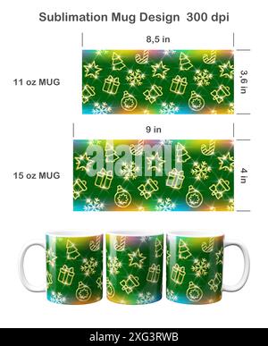 Christmas sublimation template for 11 oz and 15 oz coffee mug. Sublimation  illustration Stock Photo - Alamy