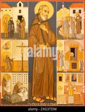 SPELLO, ITALY - MAY 18, 2024: The icon of St. Pater Pio in the church Chiesa di San Severino by unknown aritst. Stock Photo