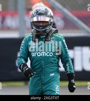 Silverstone Circuit, Northamptonshire, UK. 6th July, 2024. Formula 1 2024 Qatar Airways British F1 Grand Prix; Qualifying Day; Fernando Alonso, Aston Martin Credit: Action Plus Sports/Alamy Live News Stock Photo