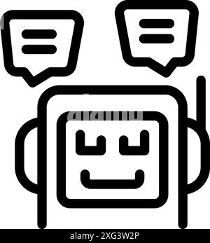Chatbot is having a conversation, with speech bubbles indicating communication Stock Vector