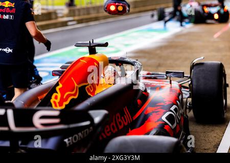 Silverstone, Towcester, UK. 6th July 2024. Max Verstappen (NED) - Oracle Red Bull Racing - Red Bull RB20 - Honda RBPT during Free Practice 3 on day 3, saturday July 6, 2024 of the formula 1 Qatar Airways British Grand Prix 2024, scheduled to take place at the silverstone circuit from July 5 to July 7, 2024 Credit: Alessio De Marco/Alamy Live News Stock Photo
