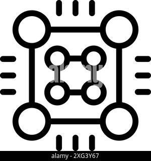 Icon of a blockchain network connecting blocks with lines, representing decentralized and distributed ledger technology Stock Vector