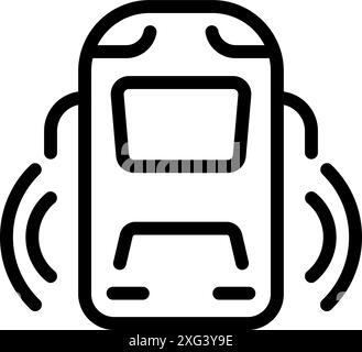 Line icon of a self driving bus detecting objects with sensors, representing the future of transportation Stock Vector