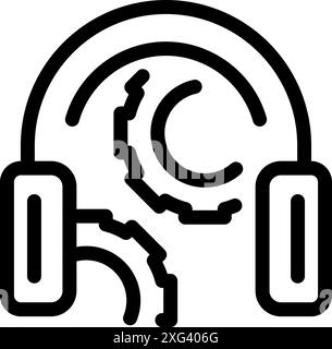 Headphones creating gears rotating representing listening to podcast about engineering, technology and industry Stock Vector