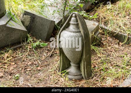 Stone urn at Blackburn Cemetery. Stock Photo