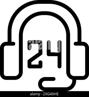 Headset showing 24 hours for 247 online support availability concept Stock Vector