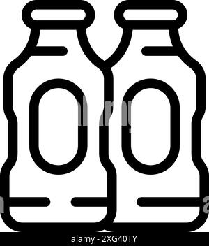 Two bottles standing side by side sharing a label design Stock Vector