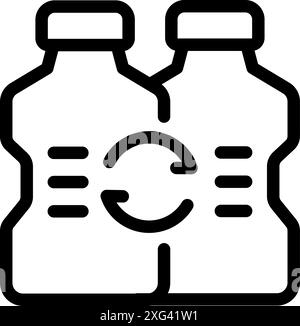 Line icon of two plastic bottles with recycling sign, promoting environmental awareness and responsible consumption Stock Vector