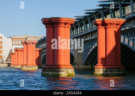 UK, England, London, Stump Pillars that once supported the London Chatham & Dover Railway Bridge into Blackfriars (originally Ludgate Hill) Station Stock Photo