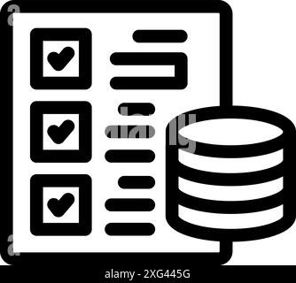 Simple icon of a database storing data from a checklist, perfect for representing data analysis Stock Vector
