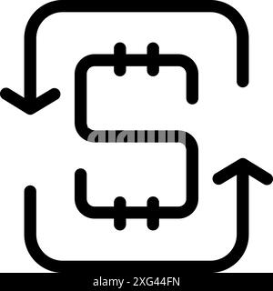 Money flow concept with a dollar sign inside a square with up and down arrows Stock Vector